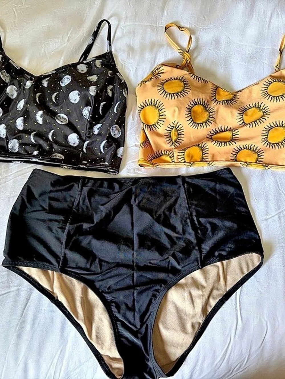 Floral Bikini Set in Black & Yellow Like New